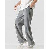 economico Pantaloni della tuta-Per uomo Pantaloni in cotone e lino Pantaloni Pantaloni della tuta a gamba dritta Tasca Elastico in vita Coulisse Semplice Comodità Sport all&#039;Aperto Quotidiano Moda Casual Nero Bianco Micro-elastico