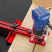 abordables Bricolage-Fraiseuse à bois multifonctionnelle 3 en 1 avec pince en aluminium - outil de coupe et de fraisage circulaire de précision avec support de rainure réglable, base rouge et rail en acrylique transparent