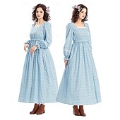economico Pioniere / XIX secolo-19° secolo anni 1800 Vecchio West Costume Cosplay Abito da prateria Set cuffia e grembiule Pioniere Floreale Per donna Halloween Carnevale Giornata mondiale del libro Vestiti per eventi scolastici