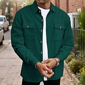 abordables Manteaux &amp; vestes-Homme Veste Légère Veste gaufrée Veste Décontractée Vacances Quotidien Respirant Avec Poches Printemps Automne Uni Mode Classique Revers Régulier Noir Blanche Vin Vert foncé Kaki Veste