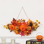 décoration d'automne d'Halloween feuilles d'érable &Décoration de citrouille suspendue, nouvelle décoration murale de fête des récoltes, étiquettes de décoration de vacances pour Halloween, abordables Couronnes d'Halloween et Décorations Florales-décoration d'automne d'Halloween feuilles d'érable &Décoration de citrouille suspendue, nouvelle décoration murale de fête des récoltes, étiquettes de décoration de vacances pour Halloween,