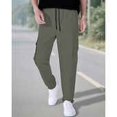 economico Pantaloni cargo-Per uomo Pantaloni Cargo Pantaloni Elastico in vita Coulisse Multi-tasche Semplice Mimetico Indossabile All&#039;aperto Quotidiano Campeggio &amp; Escursionismo Moda Classico Nero Verde militare