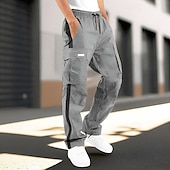 preiswerte Cargohosen-Herren Cargo-Hosen Hose Elastischer Bund Kordelzug Mehrere Taschen Einfach tragbar Outdoor Täglich Campen und Wandern Mode Klassisch Schwarz / Rot Schwarz / Weiß