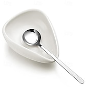baratos Utensílios &amp; Aparelhos de Cozinha-Conjunto de descanso de colher de café de cerâmica e colher de aço inoxidável - pequeno suporte de colher de chá, descanso para agitadores de café para bar, acessórios de cozinha, ótimo presente