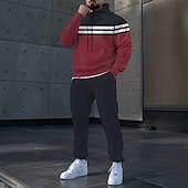 abordables Ensemble de sweatshirt 3d pour hommes-Homme Rayé 2 pièces Ensembles de sweat-shirts 3D Survêtement Sweat à Capuche manche longue Pantalon long À capuche Sportif Décontracté Quotidien Athleisure Impression 3D Bloc de Couleur Printemps
