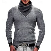 economico maglione pullover da uomo-Per uomo Felpa Maglione A Coste Maglia Top Regolari Lavorato a maglia Slim Fit Semplice Scialle Maglieria Moda Casuale Abbigliamento quotidiano Abbigliamento Inverno Nero Bianco S M L
