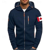 abordables sudaderas basicas hombre-Hombre Sudadera Sudadera con capucha y cremallera completa Negro Blanco Vino Verde Ejército Azul Marino Con Capucha Bandera Cremallera Bolsillo Deporte Diario Festivos Poliéster Ropa de calle Básico