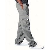 voordelige Joggingbroeken-Multi-pakketten 3 stuks Voor heren Zwart + grijs + blauw Joggingbroek met wijde pijpen Broek Elastische taille Trekkoord Effen Vakantie Alledaagse kleding Polyester Lente