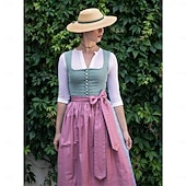 abordables Mujeres-Cerveza Oktoberfest Oktoberfest Vestidos Falda acampanada Trachtenkleader Oktoberfest / Cerveza bávaro Viena prados Mujer Carnaval Fiesta Festival de Cerveza Paño de estilo tradicional Vestido