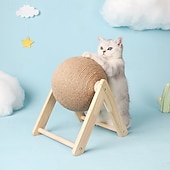 cheap Cat Toys-Sisal Cat Scratching Ball, Cat Scratcher Ball Toy with Stable Stand, Interactive Exercise Toy for Small Pet Interactive Exercise and Play