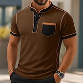 Χαμηλού Κόστους Casual Tee Henley-Ανδρικά Πουκάμισο Waffle Henley Κοντομάνικα Κοντομάνικο Συμπαγές Χρώμα Σκέτο Μοντέρνα Υψηλής Ποιότητας Άνετο Μπλοκ χρωμάτων Κουμπιά Χένλι ΕΞΩΤΕΡΙΚΟΥ ΧΩΡΟΥ Causal Καθημερινά Καλοκαίρι Όλες οι εποχές