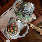 economico Tazze e tazzine-Tazza con emblema del castello magico, boccale da birra retrò in acciaio inossidabile, tazza regalo dell&#039;accademia dei maghi, bicchieri fantasy per fan e collezionisti