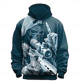 abordables Sweatshirts et Hoodies d&#039;Halloween-Halloween Homme 3D moissonneuse Sweats à capuche Sweatshirt Sweat à capuche Sweat à capuche Col ras du cou Punk Impression 3D Club Vêtements de rue Noir Rouge Cordon de serrage Automne Hiver Designer