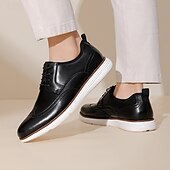 cheap Casual-Men’s Brown Faux Leather Wingtip Derby Shoes – Brogue Lace-up Comfort Shoes for Office Wear, Semi-formal Events and Daily Walking
