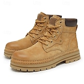 economico Stivali da lavoro-stivali da lavoro in pelle scamosciata color cuoio da uomo – stivaletti casual con lacci per l'escursionismo, il lavoro agricolo e l'uso quotidiano