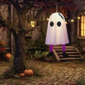 お買い得  ハロウィン室内-ハロウィンゴースト吊り下げゴースト屋内および屋外ポーチツリー中庭ガーデンテラス装飾ライト3照明モード風景ライト1個