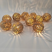 cheap Outdoor Lighting-Rattan Wire Ball Style Decorative Lantern String Lights - 10 Lights Globe Rattan Wicker Ball String Lights Indoor Outdoor Patio String Light for Home Pergola Porch Party Backyard