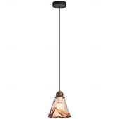 cheap Pendant Lights-Nordic Style Retro Brown Single-Head Mini Pendant Lighting, Creative Cognac Color Clear Glass Lampshade Chandelier, Simple Metal Lamp Holder Hanging Lamp
