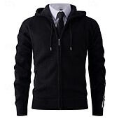 baratos suéter cardigã masculino-Homens Suéter Vestido Suéter Sueter Cardigan Suéter com zíper Suéter de malha Estriado Tricotar Tops regulares Tricotado Estriado Tecido Com Capuz Moda Xales Casual Roupa Diária Roupa Outono Inverno