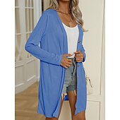 abordables Manteaux &amp; trenchs-Femmes Veste Décontractée Confortable Respirant Boutons Occasionnel Uni Vacances Rue Occasionnel Tenue quotidienne Simple Boutonnage Long Col en V Coupe régulière manche longue Vêtements d&#039;extérieur