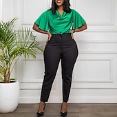 billige kjolebukser for kvinner-Dame Dressbukser Gatemote Fritid Full lengde Naturlig عادي Elastisk midje comfy utendørs Arbeid Svart Hvit Gul Rød Høst Normal