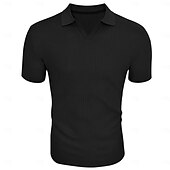 preiswerte Klassisches Poloshirt für Herren-Herren Golfshirt Lässig Sport Revers Gerippter Polokragen Kurzarm Mode Basic Einfach Vertikale Streifen Klassisch Sommer Frühling Ganzjahres Normale Passform Wein Schwarz Grün Marineblau Golfshirt