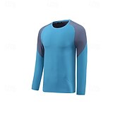 abordables Tapas-Hombre Camiseta de rendimiento Camiseta deportiva Manga Larga Cuello Barco Camiseta Al aire libre Secado rápido Reductor del Sudor antiolor Transpirable Poliéster Retazos Rosa Azul Azul cielo Tenis