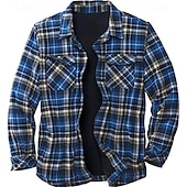 economico camicie di flanella-Per uomo Plaid Camicia di flanella Sopracamicia Manica Lunga Camicia Collo ripiegato Streetwear Quotidiano Stampa Giallo Chiaro Rosso+Grigio+Nero Nero + grigio scuro + blu navy Blu Arancione Bottonato