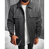 abordables Manteaux &amp; vestes-Homme Veste Légère Chemise Veste Veste Décontractée Chemise Vacances Quotidien Respirant Avec Poches Printemps Automne Uni Mode Classique Revers Régulier Noir bleu marine Kaki Gris Claire Vert