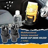 preiswerte Fahrzeugservice-Am Fahrzeug montierter Getränkehalter für Wasserbecher, multifunktionaler, drehbarer Getränke-Organizer fürs Auto, universelle Mittelkonsolenhalterung, Aufbewahrungsregal für Flaschen und Dosen