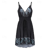 cheap Boho Dress-Women&#039;s Mini Dress Boho Dress Western Dress Fashion Classic Modern Outdoor Vacation Holiday Regular Fit Flower Sleeveless V Neck Black Summer