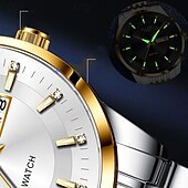 preiswerte Quarz-Uhren-Die neue Edelstahlband große Ziffernblatt modische Herren Business Uhr mit IPX7 Wasserbeständigkeit leuchtendem Kalender und Tagesanzeige Freizeit Quarz Uhr einfache und vielseitige Herren Sport