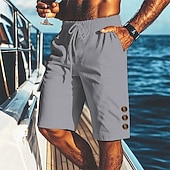 abordables Día festivo-Hombre Pantalón corto Pantalones cortos de lino Pantalones cortos de verano Pantalones cortos de playa Correa Bolsillo Cintura elástica Plano Comodidad Transpirable Corto Playa Vacaciones Festivos