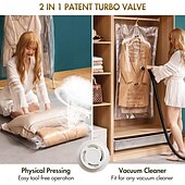 Χαμηλού Κόστους Τσάντες Αποθήκευσης-Κρεμαστές σακούλες στεγανοποίησης κενού αέρος taili, τσάντα εξοικονόμησης χώρου για ρούχα, κοστούμια και σακάκια, οργανωτές ντουλαπιών, ταξίδια, χειροκίνητες ή ηλεκτρικές (χωρίς αντλία αέρα)