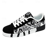 cheap Men&#039;s Sneakers-Men&#039;s Sneakers Walking Casual PU Leather Canvas Comfortable Slip Resistant Breathable Lace-up Black White Red Summer Spring