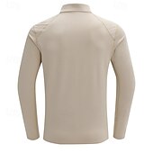 abordables Tapas-Hombre Sudadera de polar Sudadera con un cuarto de cremallera Manga Larga Escote Chino Camiseta Al aire libre Mantiene abrigado Invierno Poliéster Negro Azul Albaricoque Pesca Tenis Corriendo