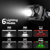 baratos Iluminação de Exteriores-farol, farol de LED super brilhante com 6 modos de iluminação, à prova d&#039;água, farol leve de LED alimentado por bateria para ciclismo, corrida, acampamento para crianças e adultos