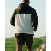 preiswerte Trainingsanzüge-Herren Trainingsanzug Zip Up Sweatshirt Trainingshosen Mit Kapuze Reißverschlusstasche Farbblock Kombination Sommer Frühling Schwarz Rosa Angeln Wandern Outdoor Sonnenschutz Leicht Atmungsaktiv