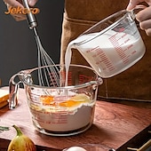 levne Kuchyňské náčiní a pomůcky-Odměrka z žáruvzdorného skla o objemu 16,91 oz s rukojetí, velkokapacitní, vhodná do mikrovlnné trouby a trouby, kuchyňský hrnek na pečení s odměrkami
