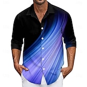voordelige Geometrisch patroon-Voor heren Verloop Lijnen / golven Overhemd Overhemd met knopen Casual overhemd Lange mouw Mode-casual Vakantie Dagelijks Streetwear Zomer Lente Strijkijzer 3D-afdrukken shirts met kraag Rood blauw