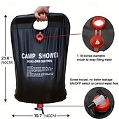 economico Attrezzatura da Campeggio-1 borsa per doccia solare portatile da 20 litri - campeggio &amp;escursionismo essenziale con secchio in PVC trasparente da 5 galloni di capacità e scaldabagno solare - perfetto per viaggi, avventure