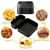 abordables Friteuses à Air-Lot de 2 plaques de cuisson réutilisables en silicone antiadhésives pour friteuse à air, compatibles avec les modèles Philips NA350-3000, avec surface antiadhésive, adaptées aux friteuses à air, aux