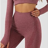 billiga Set och One-Pieces-Dam 2 delar Yogakläder Loungekläder Höst Ensfärgat Träningsdräkter Mörkgrå Sjöblå Gymträning Hög midja Stretch Andningsfunktion Långärmad Sport Sportkläder Smal