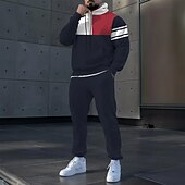 abordables Conjunto de Sudadera 3D para Hombre-Hombre Bloque de color 2 piezas Conjuntos de sudaderas 3D Chándal Sudadera con capucha Manga Larga Pantalones largos Con Capucha Deportivo Casual / Diario Ropa Deportiva Impresión 3D Primavera Otoño