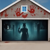 billige Halloween dekorasjon-Halloween Utendørs Garasje Dørtrekk Spøkelsesbrud Bedriftskaller Banner Stort Teppe Bakgrunns Dekorasjon Ferie Utendørs Garasje Dør Hjemme Vegg Dekorasjoner