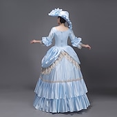 abordables Robes-ancien Rococo Renaissance Maxi Robe Normal Juliette Princesse Mariée Plissé Volanté Princesse Col rond Déguisement Femmes Halloween Carnaval Mascarade Soirée Halloween Performance Adultes