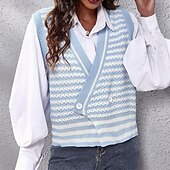 abordables Cardigans et vêtements d&#039;extérieur-Pull femme mode floral côtelé col rond tricoté manches longues hauts réguliers tricot sortie week-end blanc bleu automne