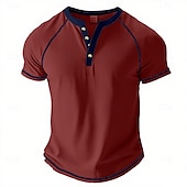 levne Ležérní tričko Henley-Pánské Tričko Henley Tričko Top Tričko ze směsi bavlny Krátký rukáv Barevné bloky Bez vzoru Retro Módní Designové Základní Kontrastní krajka Klínové rukávy Henley ulice Ležérní Běžné / Denní Léto