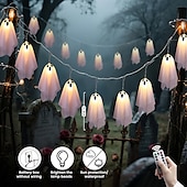 cheap Battery String Lights-1 Pc Halloween 2.5M 10 luminous hanging ghost ghost light string AAA waterproof battery box 8 function remote control indoor and outdoor courtyard party Halloween atmosphere decoration light