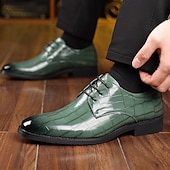economico Formale-scarpe oxford da uomo in similpelle con stampa coccodrillo verde – stile stringato lucido per gentiluomini eleganti, cocktail party e incontri di lusso